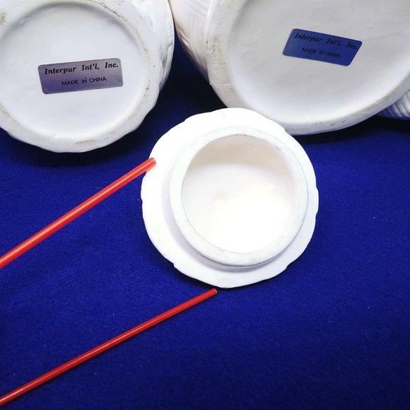 Pitcher Sugar Creamer Set Basket Weave Fruit Pattern Interpur Int'l Ceramic - Picture 11 of 11